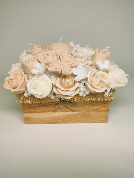 Firkantet kurv med blomster